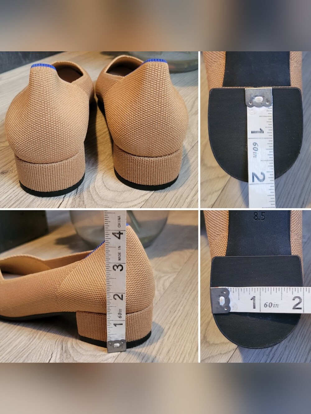 Rothy's The High Point Wren Beige & Black Cap-Toe Heel, Women's US 8.5 EU 38.5 - Picture 7 of 16